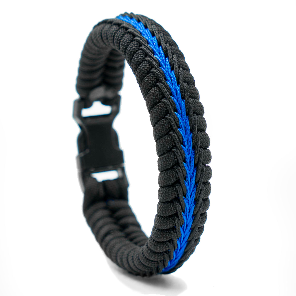Police Thin Blue Line Wide Paracord Fishtail Bracelet (Version 2)