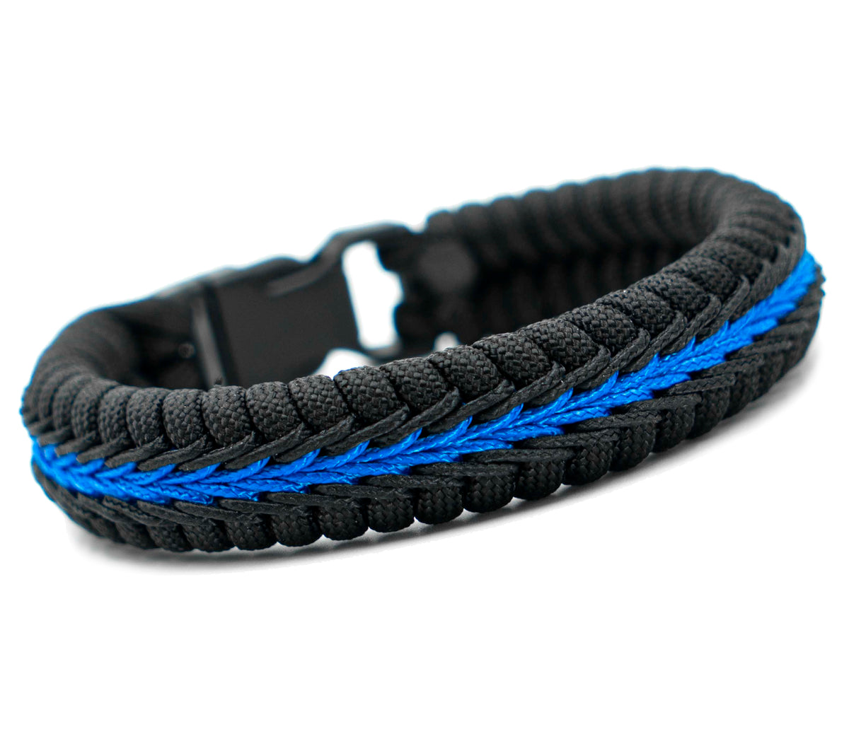 Police Thin Blue Line Wide Paracord Fishtail Bracelet (Version 2