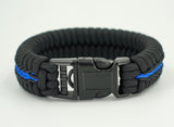 Deluxe Thin Blue Line Paracord Fishtail Bracelet with Back Up Handcuff Key