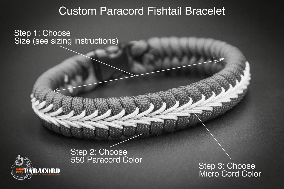 Custom Stitched Fishtail Paracord Bracelet (Solid Colors) – Surf