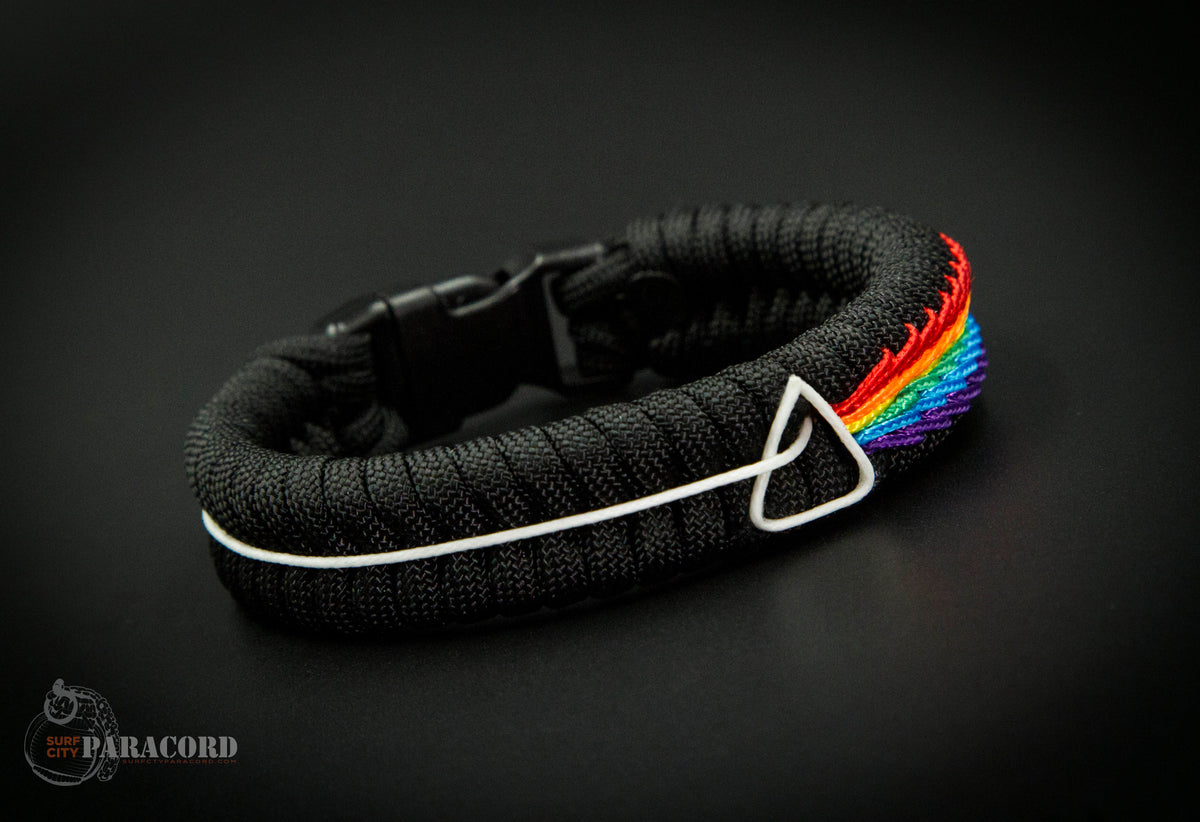 Dark Side of the Moon Wide Stitched Fishtail Paracord Bracelet