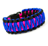 King Cobra Paracord Survival Bracelet (Electric Blue, Black and Hot Pink)