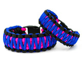 King Cobra Paracord Survival Bracelet (Electric Blue, Black and Hot Pink)