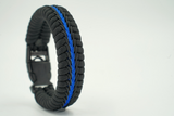 Deluxe Thin Blue Line Paracord Fishtail Bracelet with Back Up Handcuff Key