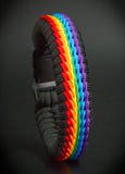 Wide Rainbow Stitched Fishtail Paracord Bracelet