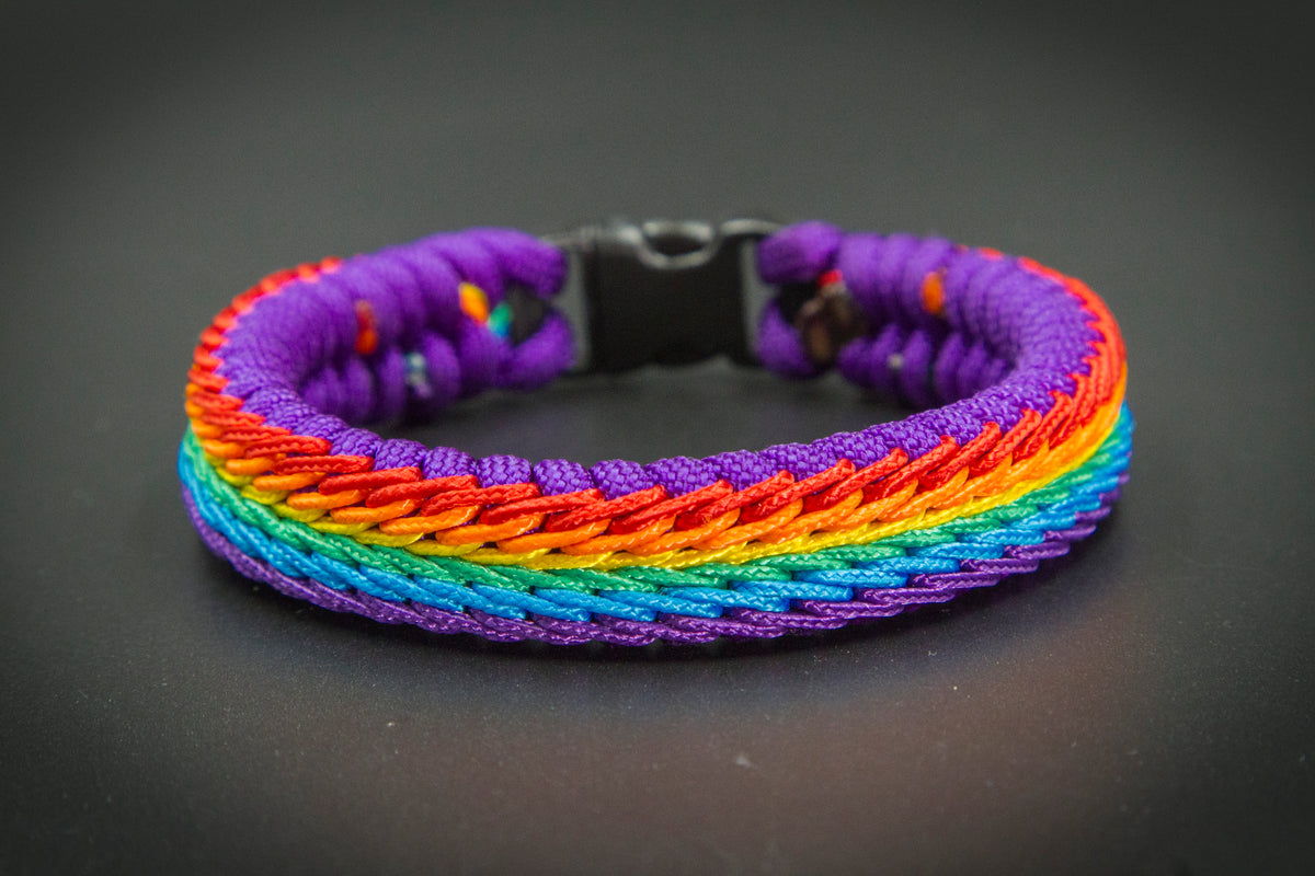 Rainbow Stitched Fishtail Paracord Bracelet (Purple)