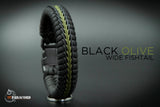 Wide Stitched Fishtail Paracord Bracelet (Black Olive)