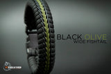 Wide Stitched Fishtail Paracord Bracelet (Black Olive)