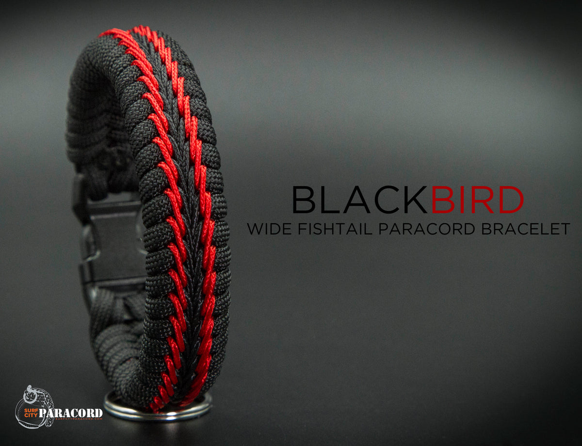 Wide Stitched Fishtail Paracord Bracelet (Blackbird) – Surf City Paracord,  Inc.