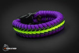 Wide Stitched Fishtail Paracord Bracelet (Purple / Neon Green / Black)