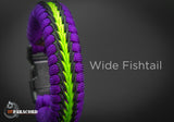 Wide Stitched Fishtail Paracord Bracelet (Purple / Neon Green / Black)