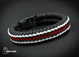 Thin Red Line Flag Stitched Fishtail Paracord Bracelet.