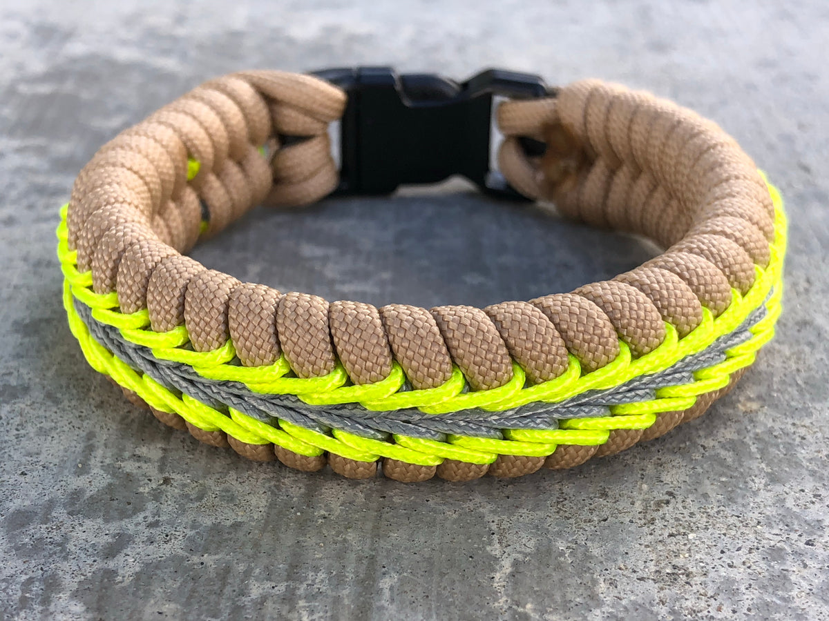 Wide Stitched Fishtail Paracord Bracelet Turnout Gear