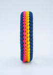 Wide Stitched Fishtail Paracord Bracelet (Navy Blue / Pink / Orange / Yellow)