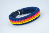 Wide Stitched Fishtail Paracord Bracelet (Navy Blue / Pink / Orange / Yellow)