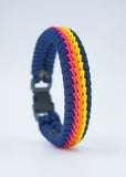 Wide Stitched Fishtail Paracord Bracelet (Navy Blue / Pink / Orange / Yellow)