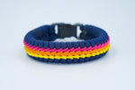 Wide Stitched Fishtail Paracord Bracelet (Navy Blue / Pink / Orange / Yellow)
