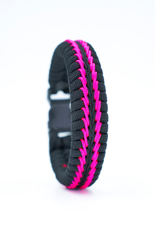 Wide Paracord Fishtail Bracelet - Pink v2
