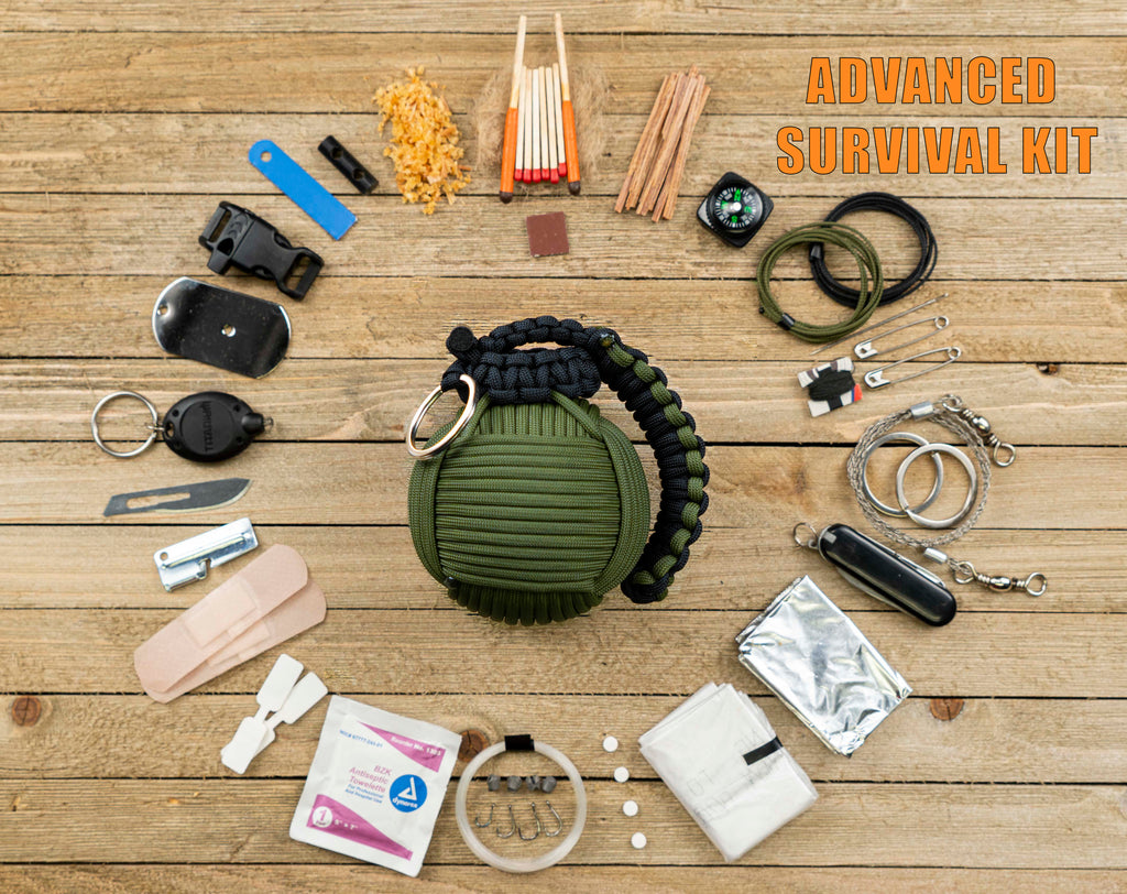 paracord survival gear Bug Out Frag Pro / Advanced Paracord Survival Kit (Olive Drab and Blac – Surf City Paracord, Inc