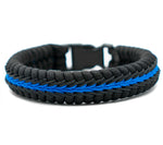 Police Thin Blue Line Wide Paracord Fishtail Bracelet (Version 2)