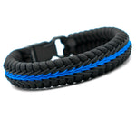 Police Thin Blue Line Wide Paracord Fishtail Bracelet (Version 2)