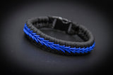 Slim Police Thin Blue Line Stitched Fishtail Paracord Bracelet