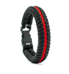 Wide Stitched Fishtail Paracord Bracelet (Thin Red Line v2)