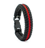 Wide Stitched Fishtail Paracord Bracelet (Thin Red Line v2)