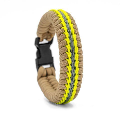 Turnout Gear Wide Stitched Fishtail Paracord Bracelet (Beige)