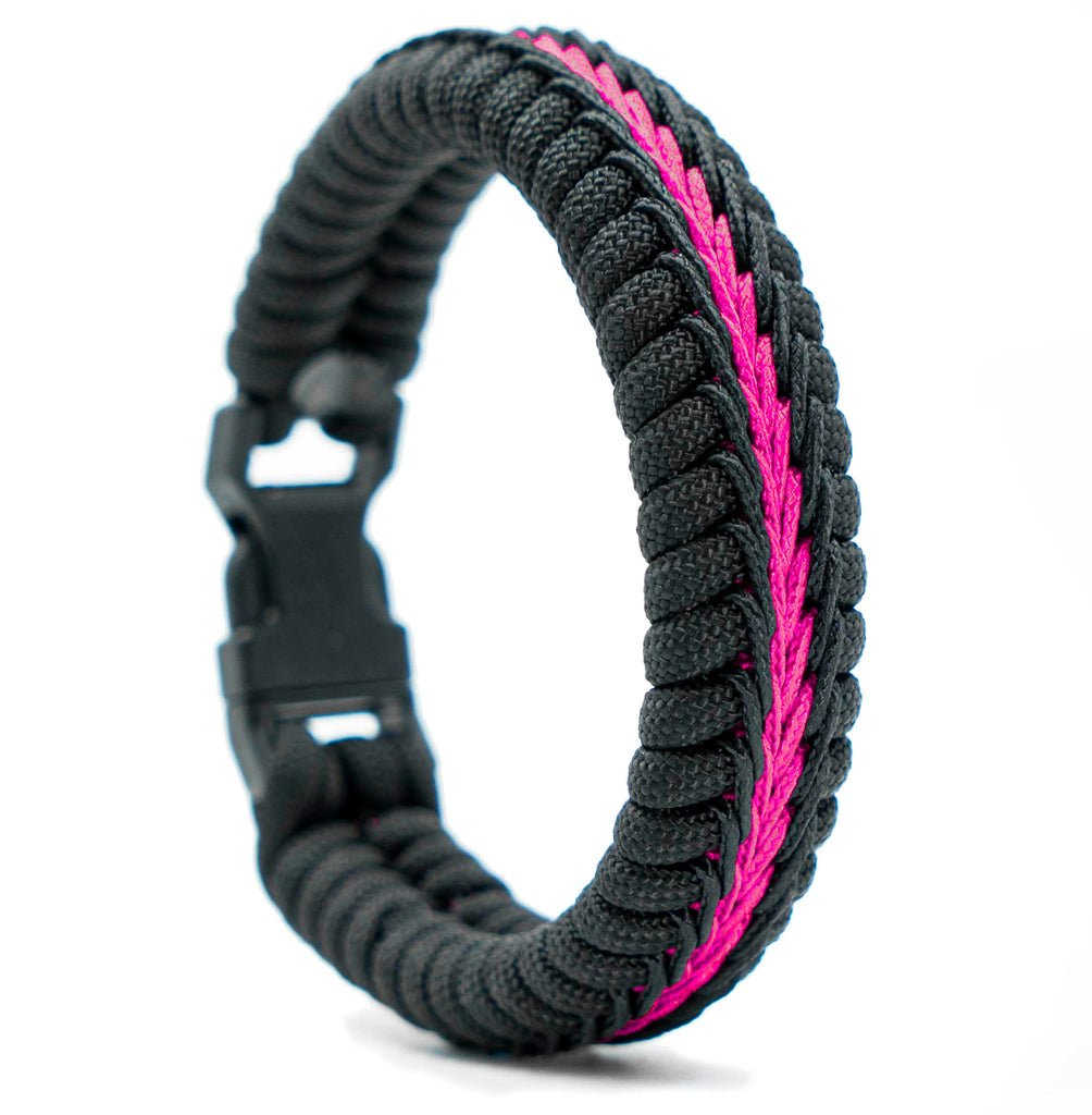 Wide Paracord Fishtail Bracelet - Pink 8 / Hot Pink