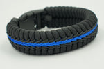 Deluxe Thin Blue Line Paracord Fishtail Bracelet with Back Up Handcuff Key