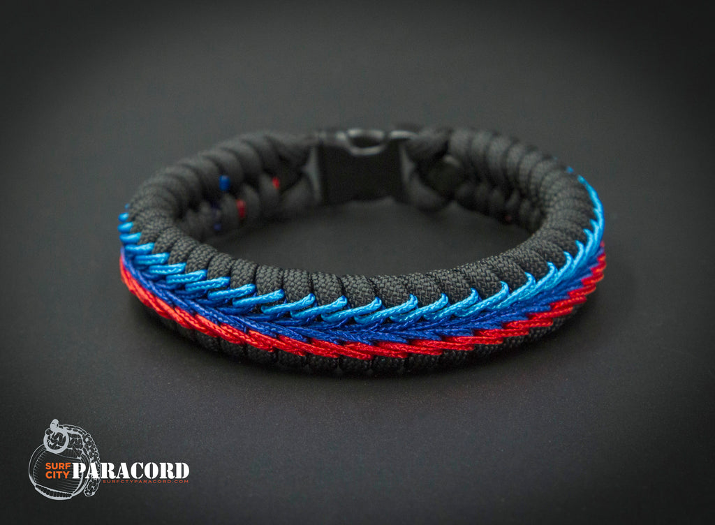 Rainbow Stitched Fishtail Paracord Bracelet (Charcoal Grey)