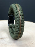 Wide Stitched Fishtail Paracord Bracelet (Olive Drab and Coyote)