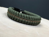 Wide Stitched Fishtail Paracord Bracelet (Olive Drab and Coyote)