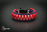 King Cobra Paracord Survival Bracelet with Whistle Buckle (Red, White, Blue)