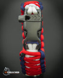 King Cobra Paracord Survival Bracelet with Whistle Buckle (Red, White, Blue)