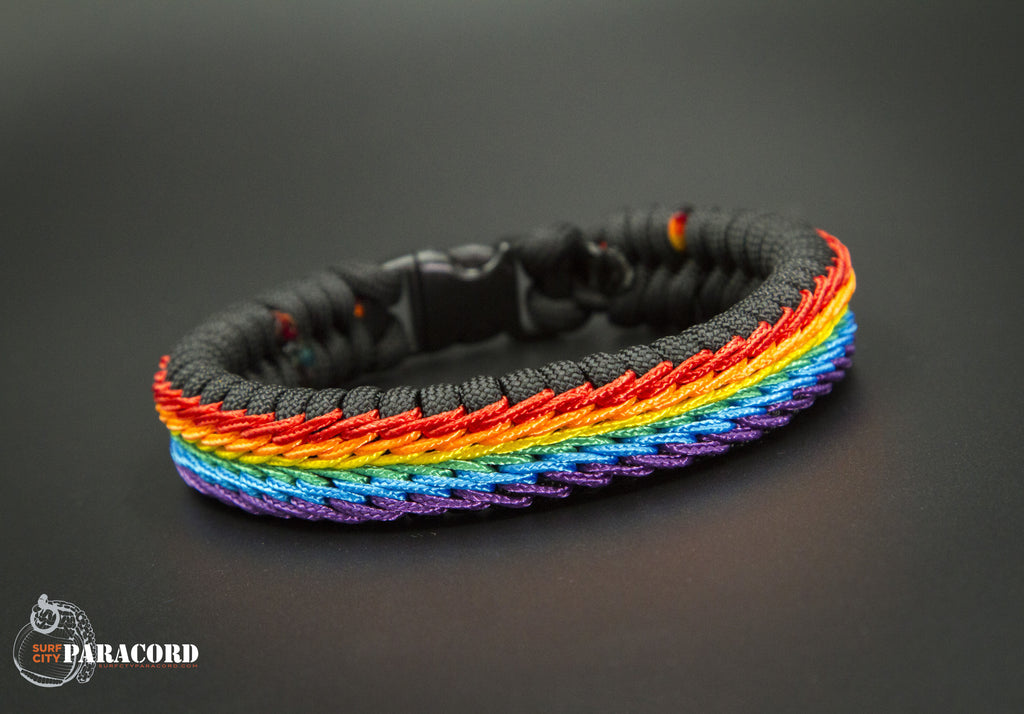 Rainbow Stitched Fishtail Paracord Bracelet