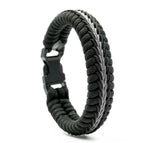Wide Stitched Fishtail Paracord Bracelet (Thin Gray Line)