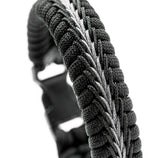 Wide Stitched Fishtail Paracord Bracelet (Thin Gray Line)