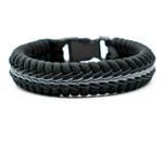 Wide Stitched Fishtail Paracord Bracelet (Thin Gray Line)