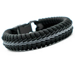 Wide Stitched Fishtail Paracord Bracelet (Thin Gray Line)