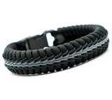 Wide Stitched Fishtail Paracord Bracelet (Thin Gray Line)