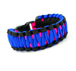 King Cobra Paracord Survival Bracelet (Electric Blue, Black and Hot Pink)