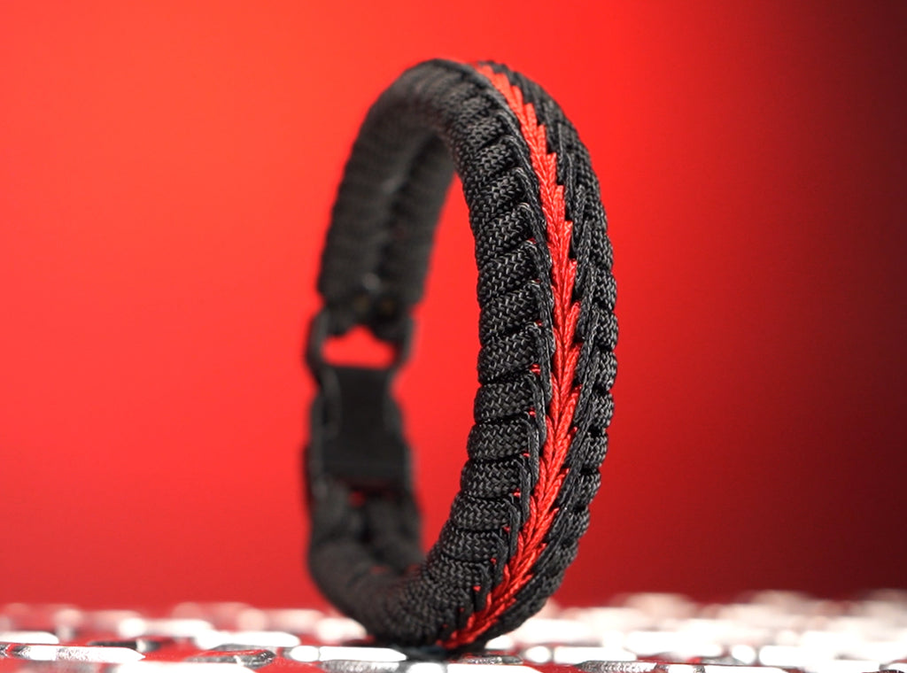 Wide Stitched Fishtail Paracord Bracelet (Thin Red Line v2) – Surf City  Paracord, Inc.