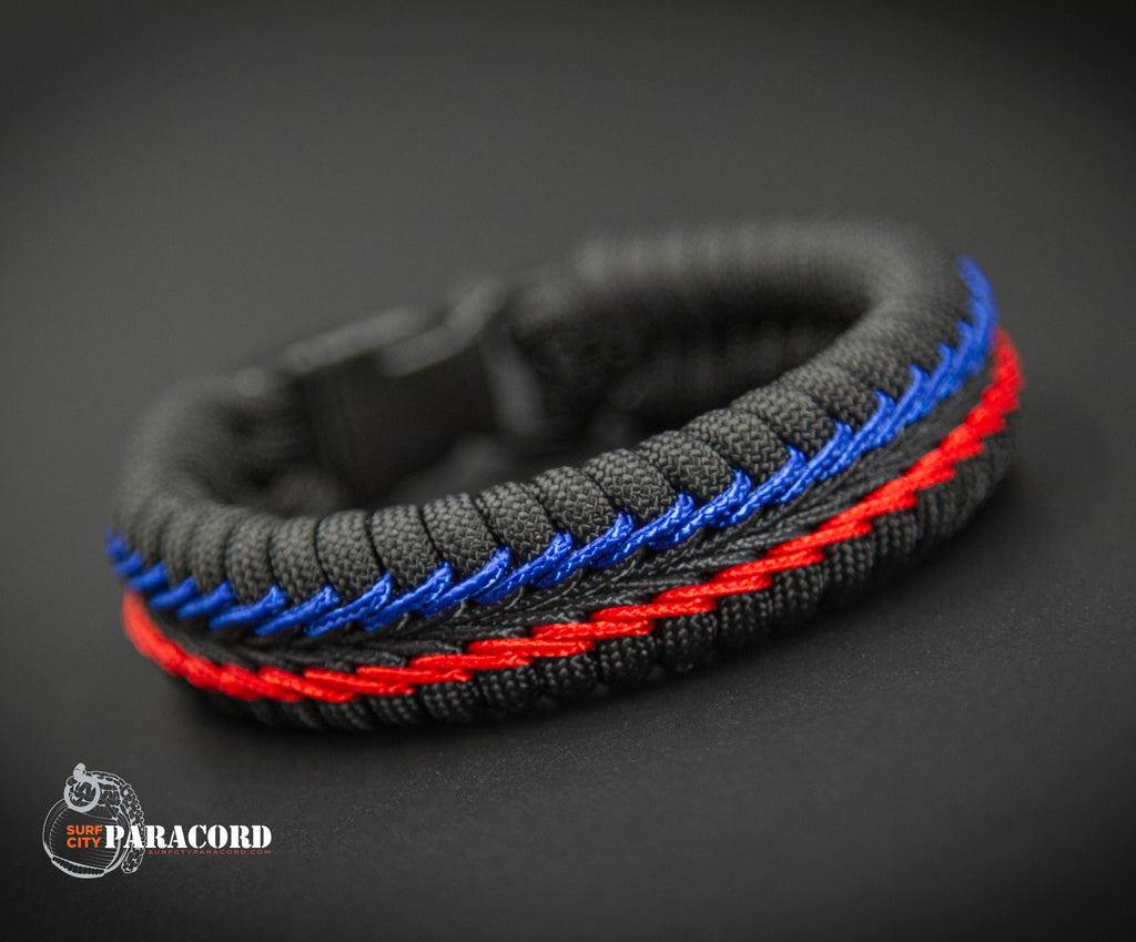 Slim Police Thin Blue Line Stitched Fishtail Paracord 57 OFF