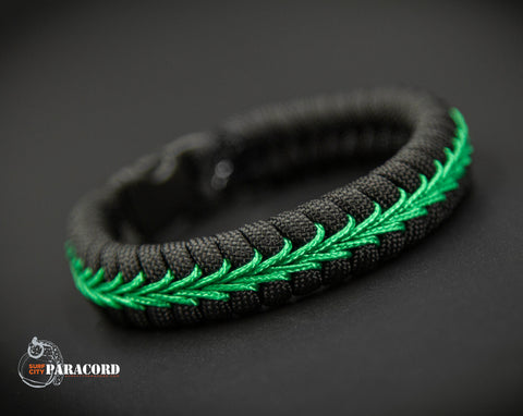 Thin Line Series Stitched Fishtail Paracord Bracelet (Federal Officer / Park Ranger)