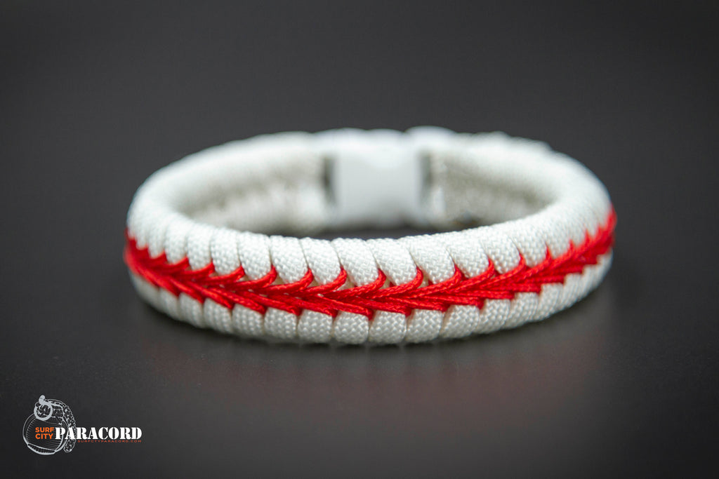 Thin Line Series Stitched Fishtail Paracord Bracelet (Nurse) 5.75