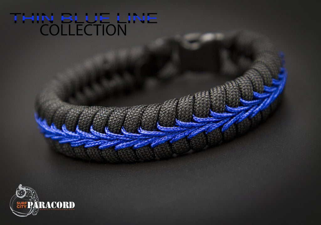 Police Thin Blue Line Stitched Fishtail Paracord Bracelet. – Surf City  Paracord, Inc.