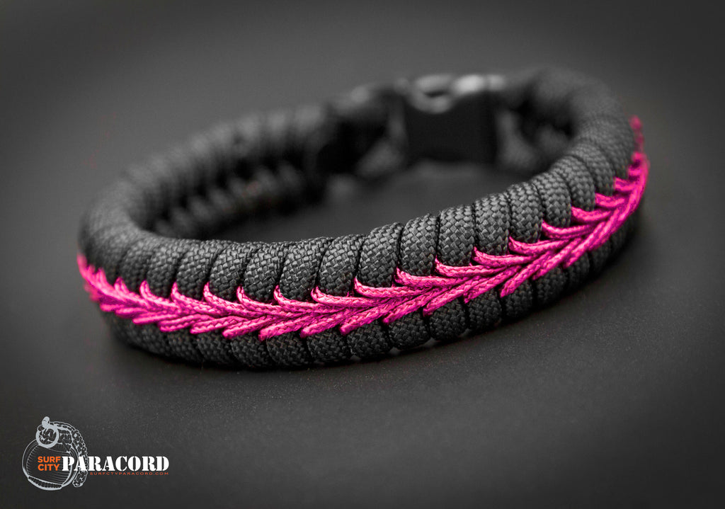 Paracord Stitched Fishtail Bracelet (Black / Pink) – Surf City Paracord,  Inc.