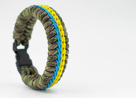 Wide Stitched Fishtail Paracord Bracelet (Ukraine Camo)